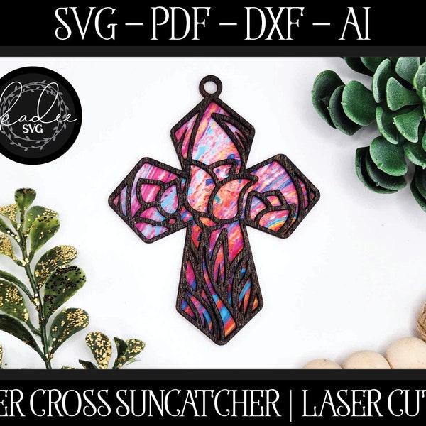 Easter Cross SVG, Easter Laser File, Glowforge Easter, Laser File, Suncatcher Laser SVG, Cross Laser SVG, Easter Cut File, Laser Suncatcher