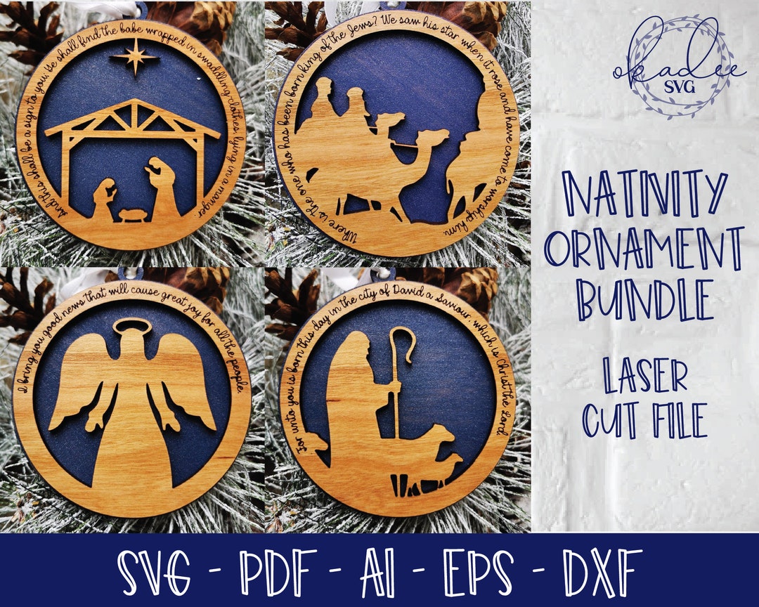 Nativity Ornament Bundle, Laser Cut File, Christmas Ornament