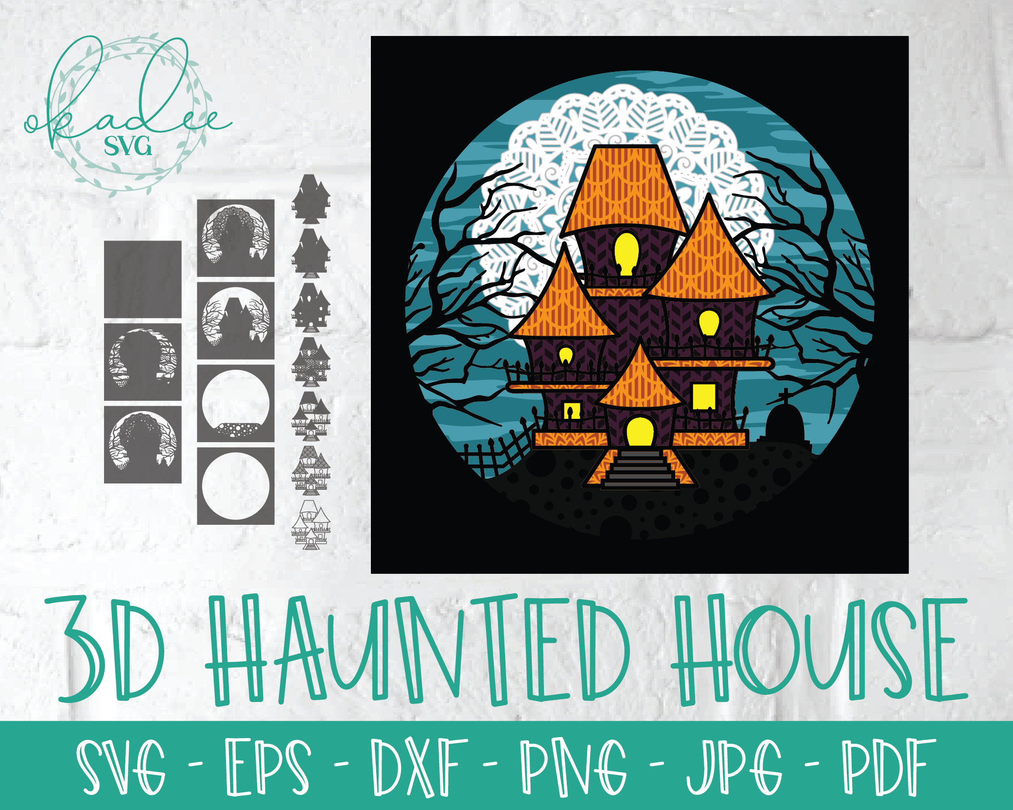 Download 3d Haunted House Layered Halloween Svg 3d Mandala Svg Etsy