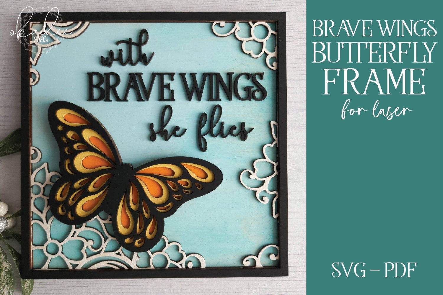 Butterfly Laser SVG, Laser Cut File, Glowforge File, Glowforge Shadowbox, Laser Butterfly File, Brave Wings SVG, Flower Shadowbox, Laser svg