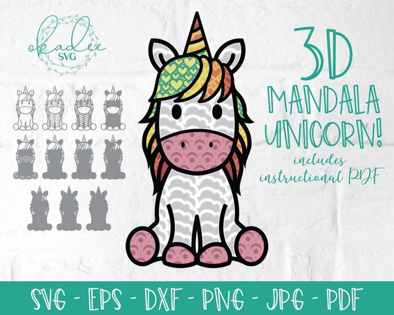 Download 3d Unicorn Mandala Svg Layered Mandala Multi Layer Mandala Etsy