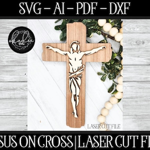 Jesus on Cross SVG, Easter Cut File, Glowforge Easter, Laser File, Easter Jesus SVG, Laser Easter SVG, Easter Cut File, Laser Cross File