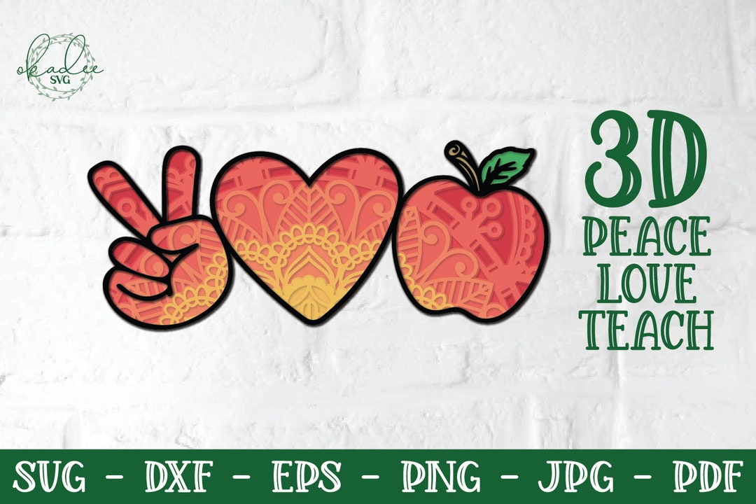 3D Teacher Mandala SVG Bundle, Layered Teacher SVG, 3D Apple SVG, Apple