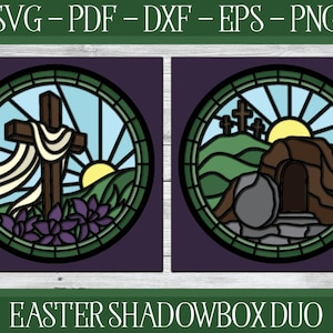 Pasen Shadowbox-bestand, gelaagd Pasen gesneden bestand, Shadowbox gesneden bestand, Cricut Shadowbox, Shadowbox SVG, gebrandschilderd glas Jezus, gelaagde kruis SVG