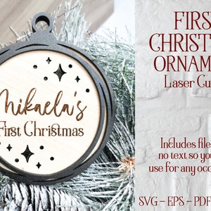 Baby&#39;s First Christmas SVG, Laser Cut Ornament, Glowforge Ornament, Christmas SVG, Laser Christmas, Baby&#39;s First Ornament, First Christmas