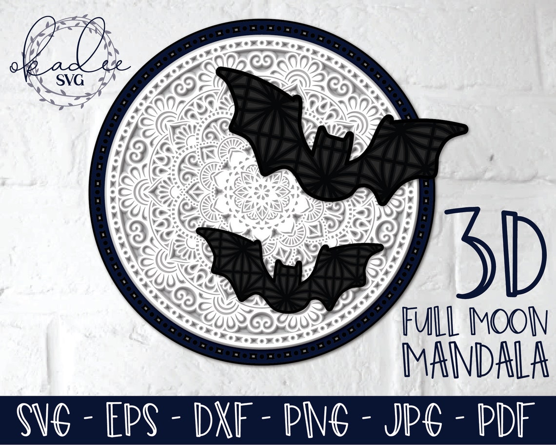 Download 3D Bat Moon Mandala SVG Mandala en capas SVG Halloween SVG ...