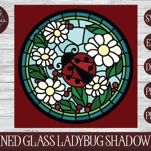 Shadowbox in vetro colorato 3D, Coccinella SVG, Shadowbox in vetro colorato, Mandala 3D, Shadowbox Coccinella, Coccinella 3D Svg, Cricut Coccinella, Papercut
