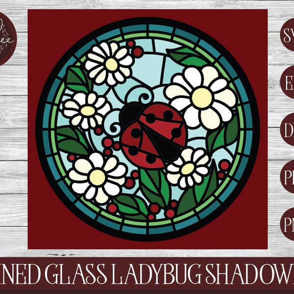 3D Stained Glass Shadowbox, Ladybug SVG, Stained Glass Shadowbox, 3D Mandala, Ladybug Shadowbox, 3D Ladybug Svg, Cricut Ladybug, Papercut