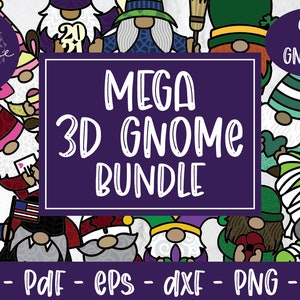 Mega 3D Gnome Bundle, 3D Gnome SVG, Gnome SVG, Layered Gnome, Valentines SVG, Valentine Gnome, Halloween Gnome, Christmas Gnome, America image 1