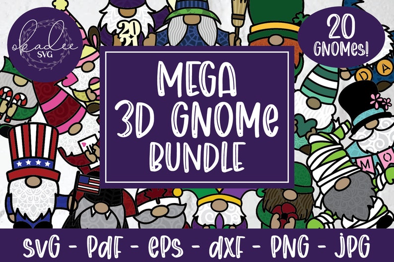 Mega 3D Gnome Bundle, 3D Gnome SVG, Gnome SVG, Layered Gnome, Valentines SVG, Valentine Gnome, Halloween Gnome, Christmas Gnome, America image 1