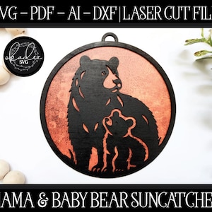 Mama Bär Suncatcher Laser Cut File: Glowforge SVG, PDF