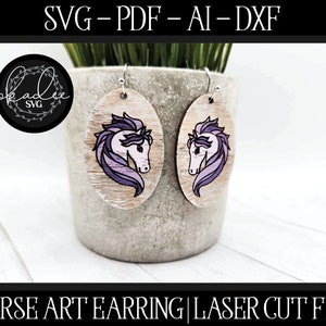 Horse Earring SVG, Earring Laser File, Glowforge Earring, Horse Earring Laser File, Horse Laser Cut File, Laser Horse Svg, Laser SVG