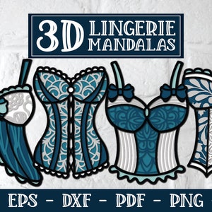 3D Lingerie Mandala SVG, 3D Mandala SVG, 3D Svg, Layered Mandala, Papercut Mandala, Bachelorette Svg, Bachelorette Decor, Bridal Shower Svg image 1