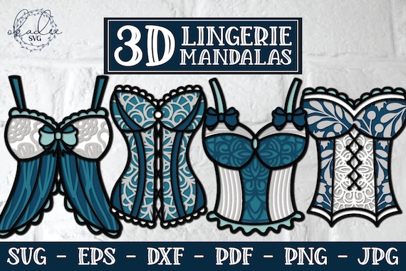 3D Lingerie Mandala SVG, 3D Mandala SVG, 3D Svg, Layered Mandala, Papercut Mandala, Bachelorette Svg, Bachelorette Decor, Bridal Shower Svg