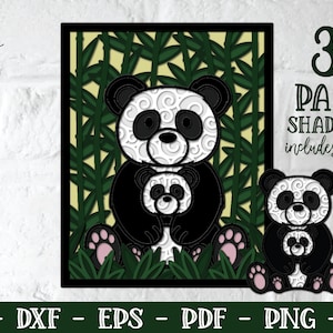 3D Panda Shadowbox, gelaagde Mandala, 3D Mandala, Shadowbox SVG, Panda SVG, 3D Panda, gelaagde Panda Svg, Papercut Panda, baby shower cadeau