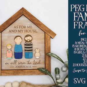 Peg Doll Laser Cut, Peg Doll Family SVG, Laser Cut Family SVG, Family Frame SVG, Me and My House Svg, Peg Doll Svg Bundle, Laser Family Svg