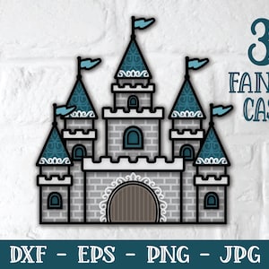 Castelo 3D SVG, Castelo em camadas SVG, Mandala de castelo, Decoração de quarto, Decoração de berçário, Tema de princesa, Mandala 3D SVG, Mandala em camadas svg, dxf