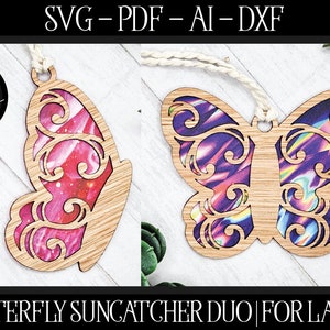 Butterfly Suncatcher SVG, Glowforge Suncatcher, Suncatcher, Laser Cut File, Glowforge File, Suncatcher Cut File, Laser Ornament, Butterfly