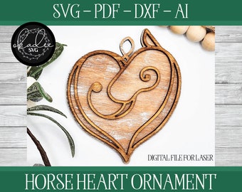 Horse Laser File, Laser Cut Horse, Glowforge Horse, Laser Horse SVG, Christmas Cut File, Laser Ornament, Cowboy Ornament, Rancher Laser File