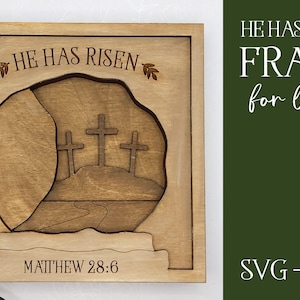 Laser Easter SVG, Oster Plotterdatei, Laser Plotterdatei, Glowforge SVG, Laser Shadowbox SVG, Er hat aufgegangen Laser, Glowforge Svg