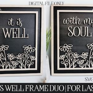 It Is Well laser-svg, lasergesneden bestand, Glowforge SVG, Glowforge-bestand, christelijke SVG, bloemen laser-svg, bloem laser-svg, laser decor, frame