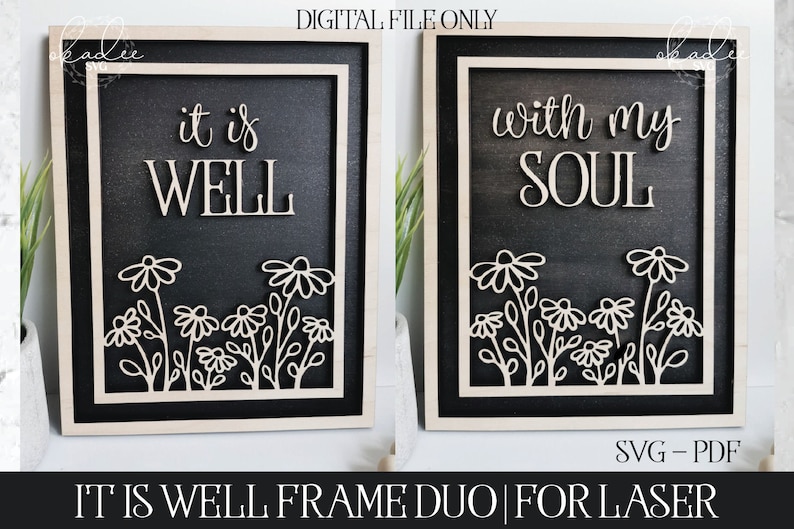 Det är väl laser SVG, laserskuren fil, Glowforge SVG, Glowforge-fil, kristen SVG, blommig lasersvg, blommalasersvg, laserdekor, ram bild 1