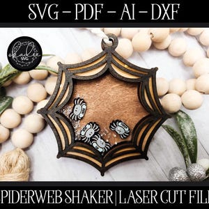 Spiderweb Shaker File, Laser Cut Shaker, Glowforge Ornament, Shaker Ornament File, Ornament Bundle, Family Ornament, Personalized File