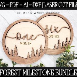 Fichier jalon forêt, marqueurs jalon découpés au laser, jalon Glowforge, fichier de coupe jalon, SVG Glowforge, fichier laser, fichier laser pour bébé