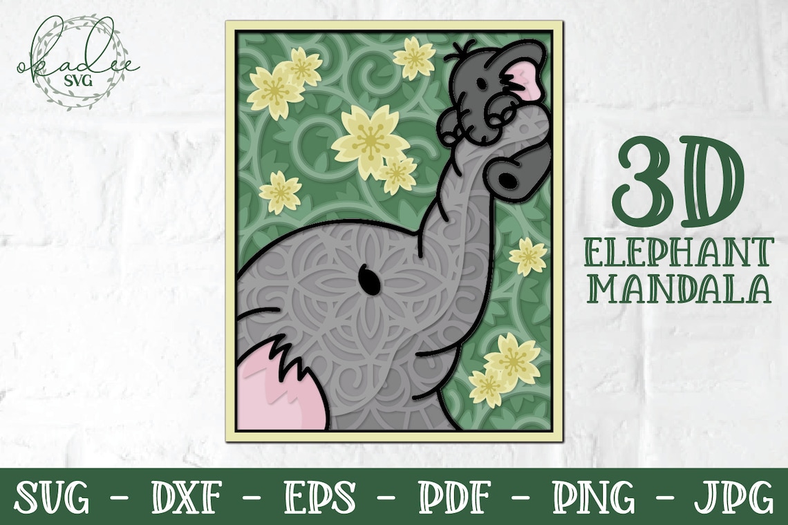 Download 3D Elephant Mandala 3D Mandala SVG Shadowbox SVG Nursery | Etsy