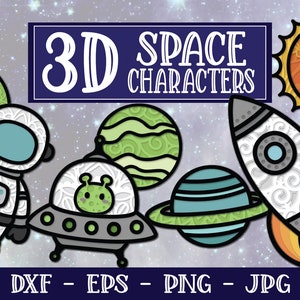 3D Raum Zeichen, 3D SVG, 3D Mandala, geschichtete Mandala, Raum SVG, 3D Rakete, 3D Raumschiff, 3D Astronaut, Kinderzimmer Dekor, 3d Mandala Svg