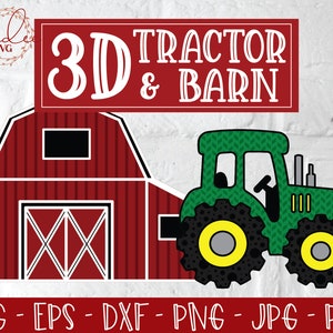 Tracteur 3D SVG, fichier coupé tracteur en couches, ferme 3D SVG, SVG ferme en couches, Svg 3D de grange, grange en couches, décorations de ferme, décor de ferme, fête à la ferme