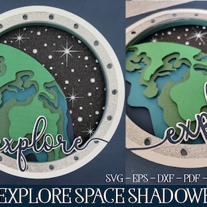 3d Space Shadowbox, 3D Earth Mandala, Layered Shadowbox Svg, 3D Papercut Svg, Outer Space Svg, Layered Papercut Svg, 3D Spaceship Svg