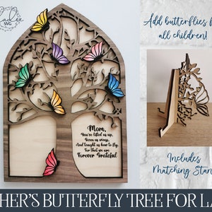 Laser Cut File, Glowforge, Festa della mamma, Albero delle farfalle, Laser Festa della mamma, Glowforge Cut File, Laser Mom File, Family Laser Cut, Laser Svg