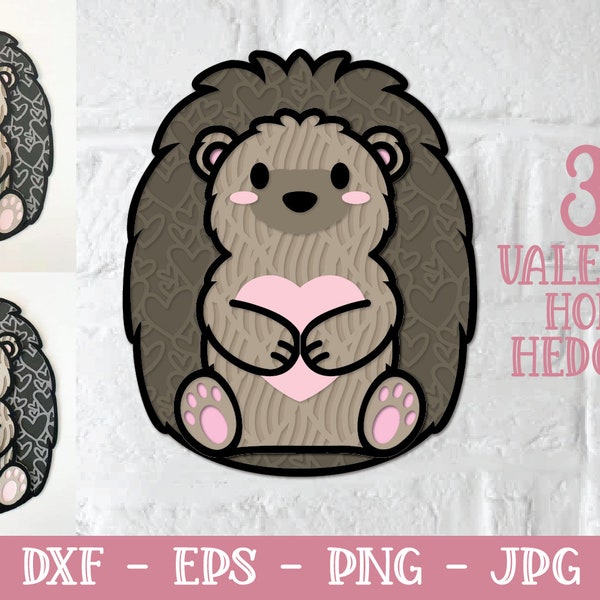 3D Valentine Holder Hedgehog, 3D Hedgehog SVG, Layered Hedgehog, Valentine Treat Holder, Hedgehog Mandala, 3D Mandala SVG, Layered Mandala