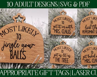 Étiquettes cadeaux découpées au laser, SVG inapproprié, SVG laser adulte, fichier découpé Glowforge, SVG laser de Noël, laser inapproprié, fichier laser adulte, pdf