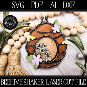 Beehive Shaker File, Laser Cut Shaker, Glowforge Ornament, Shaker Ornament File, Ornament Bundle, Family Ornament, Personalized File