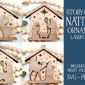 Nativity Laser File, Laser Cut Nativity, Glowforge Nativity, Laser Jesus File, Nativity Cut File, Laser Ornament, Glowforge SVG, Christmas