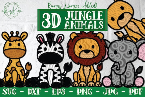 Download 3d Jungle Animal Bundle Layered Jungle Animals 3d Lion 3d Etsy