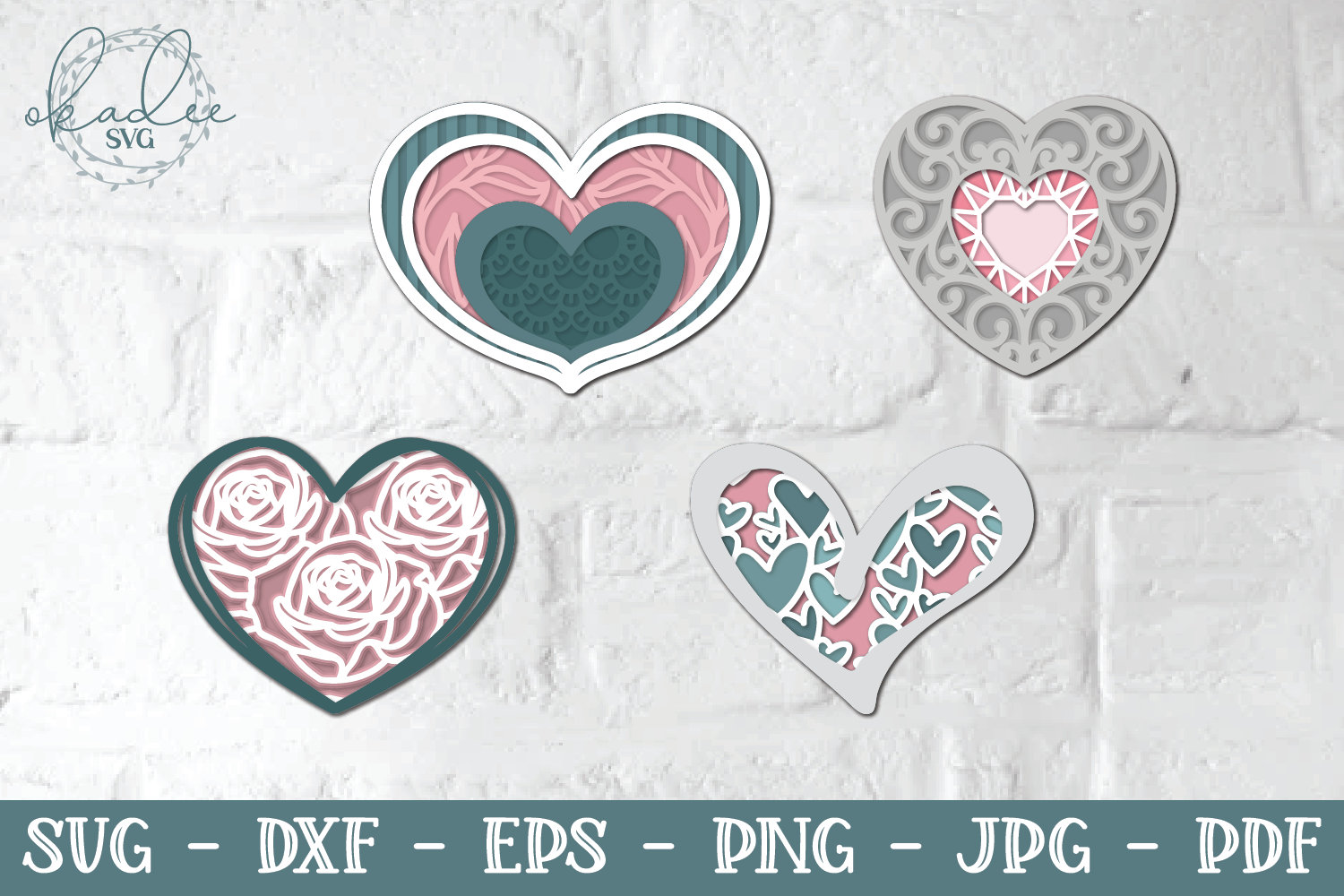 3D Valentine Hearts SVG Bundle Layered Heart 3D Heart 3D | Etsy