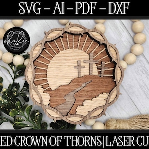 Dornenkrone SVG, Ostern Cut-Datei, Glowforge Ostern, Laser-Datei, Ostern Jesus SVG, Laser Ostern SVG, Ostern Cut-Datei, Laser Cross-Datei