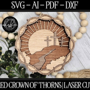 Crown of Thorns SVG, Easter Cut File, Glowforge Easter, Laser File, Easter Jesus SVG, Laser Easter SVG, Easter Cut File, Laser Cross File