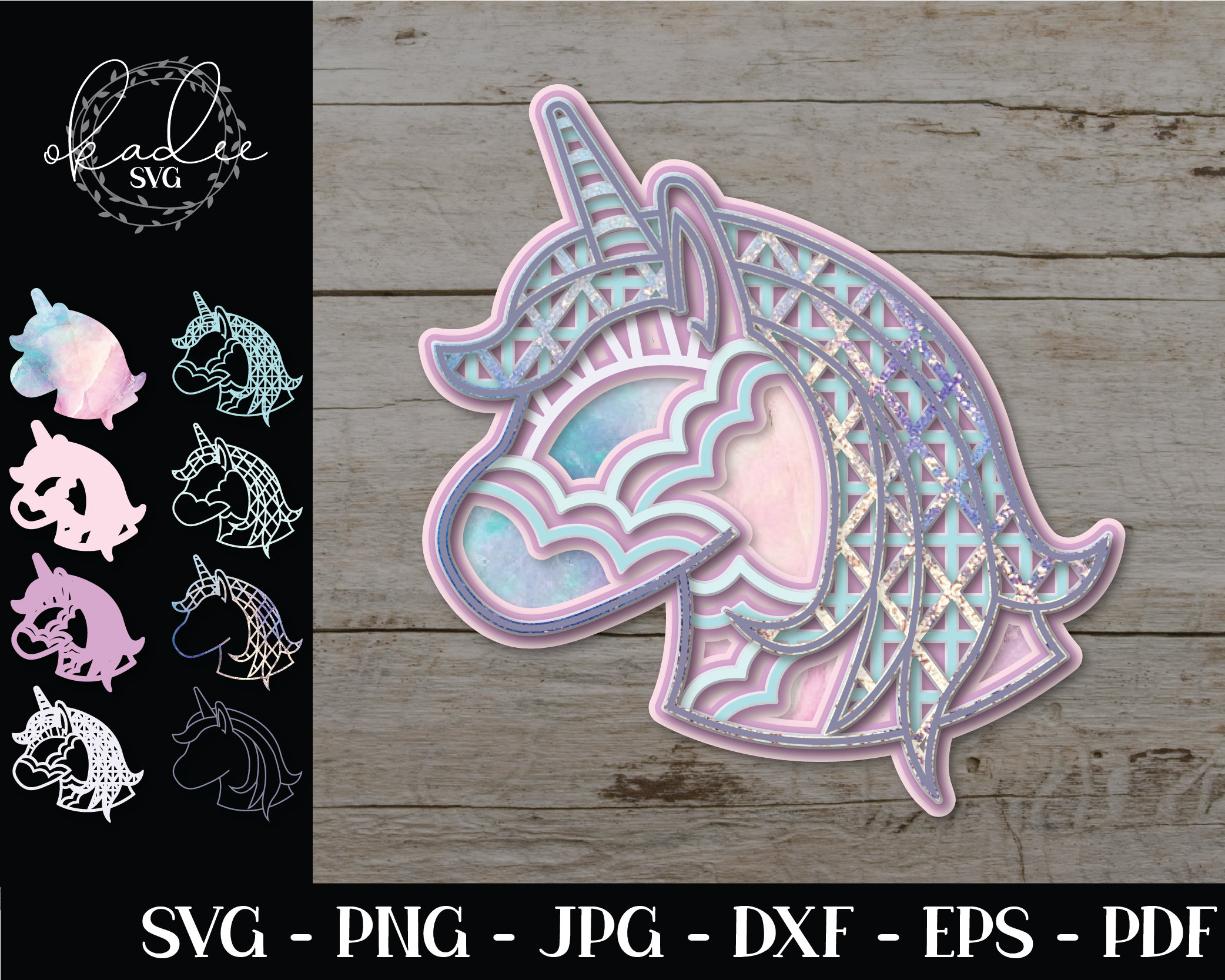 Download 3d Layered Svg 3d Mandala Svg Unicorn Svg Unicorn Mandala Etsy