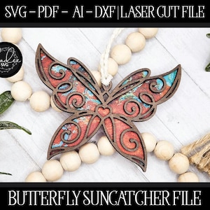 Butterfly Suncatcher File, Laser Cut Suncatcher, Glowforge Suncatcher, Laser Suncatcher SVG, Butterfly Suncatcher SVG, Layered Butterfly SVG