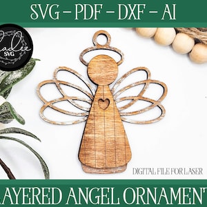 Angel Laser File, Laser Cut Angel, Glowforge Angel, Laser Angel SVG, Angel Cut File, Laser Ornament, Glowforge SVG, Ornament, Memorial File