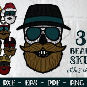 3D Skäggig Dödskalle SVG, 3D Skägg SVG, 3D Dödskalle SVG, 3D Fars Dag Svg, Fars Dag Svg, Dödskalle Svg, Lagerbehandlad Dödskalle Svg, Lagerbehandlad Fars Dag Svg