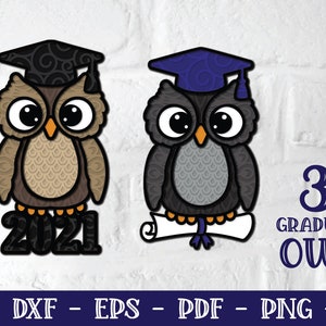 3D-Abschluss-Eule SVG, geschichtete Eule, 3D-Eule, 3D-Mandala, Eulen-Mandala SVG, Eulen-Svg, Einberufungs-Svg, Abschluss-Svg, Abschluss-Shadowbox, DXF