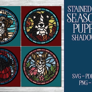 3D Gebrandschilderd Glas Shadowbox, Puppy SVG, Gebrandschilderd Glas Shadowbox, 3D Mandala, Corgi Shadowbox, 3D Collie Svg, Cricut Black Lab, Hond SVG Bundel