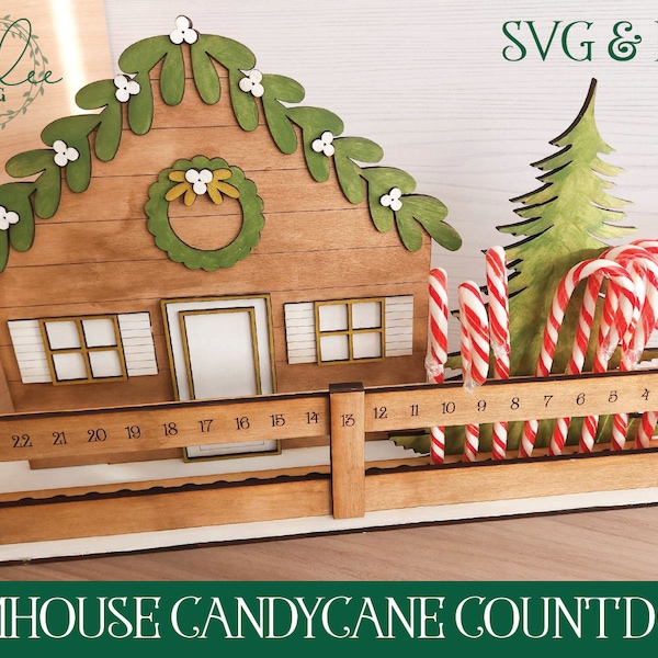 Candy Cane Countdown SVG, Laser Cut File, Laser SVG, Glowforge File, Christmas SVG, Laser Christmas Svg, Glowforge Christmas, Farmhouse Svg