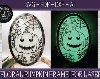 Floral Pumpkin SVG, Halloween Laser SVG, Halloween Laser File, Halloween SVG, Laser Cut File, Glowforge Cut File, Halloween Decor Cut File