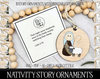 Nativity Story Laser File, Laser Cut Ornament, Laser Christmas SVG, Ornament Laser File, Laser Ornament, Glowforge Christmas